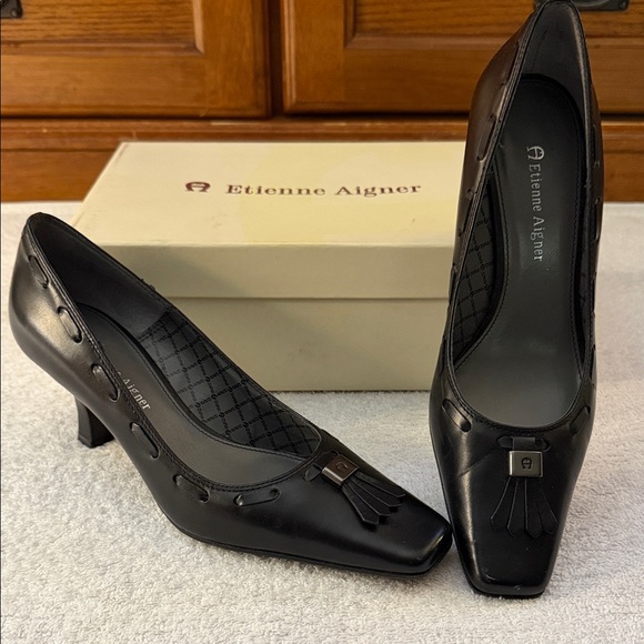 Etienne Aigner Shoes - NWT VTG Etienne Aigner Orah Leather Tassel Kitten-Heel Pumps 90s Y2K Office